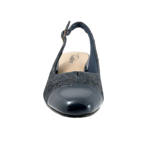 Trotters Dea T7001-455 Womens Blue Narrow Leather Slingback Heels Shoes