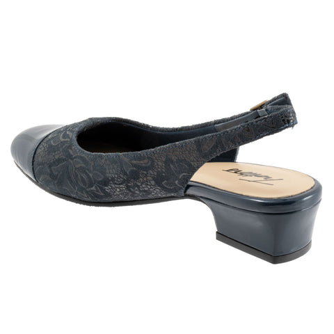 Trotters Dea T7001-455 Womens Blue Narrow Leather Slingback Heels Shoes