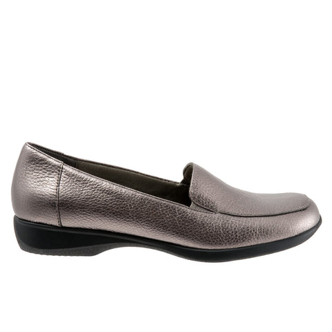 Trotters Jenn T9521-033 Womens Gray Leather Slip On Loafer Flats Shoes