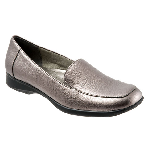 Trotters Jenn T9521-033 Womens Gray Leather Slip On Loafer Flats Shoes