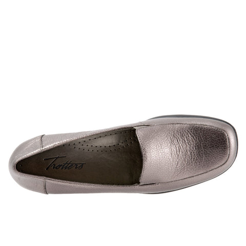 Trotters Jenn T9521-033 Womens Gray Leather Slip On Loafer Flats Shoes