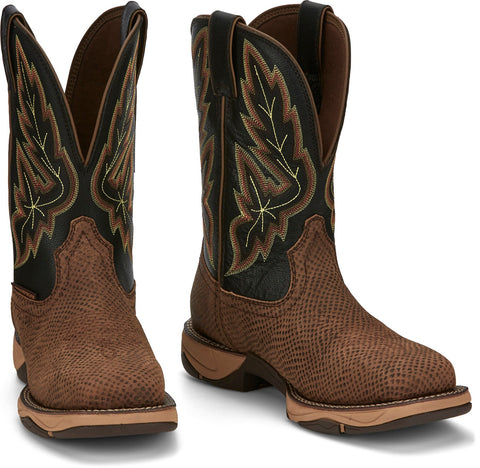 Tony Lama Medford Square Steel Toe Water Buffalo Mens Brown Wide Work Boots 