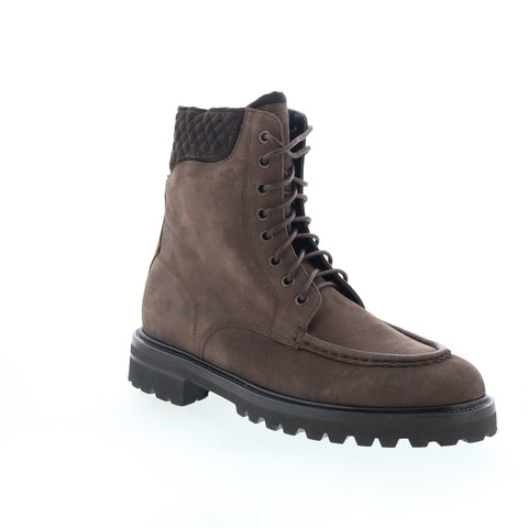 Di Bianco Teramo Mens Brown Leather Lace Up Casual Dress Boots