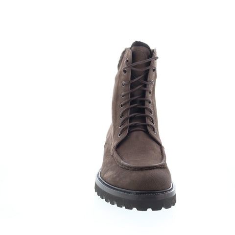Di Bianco Teramo Mens Brown Leather Lace Up Casual Dress Boots