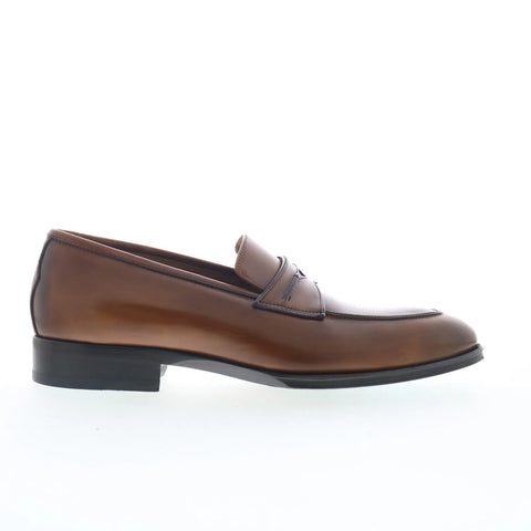 Pastori by Di Bianco Titus Mens Brown Leather Loafers & Slip Ons Penny Shoes
