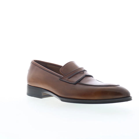Pastori by Di Bianco Titus Mens Brown Leather Loafers & Slip Ons Penny Shoes
