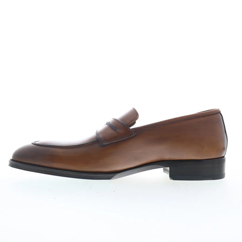 Pastori by Di Bianco Titus Mens Brown Leather Loafers & Slip Ons Penny Shoes