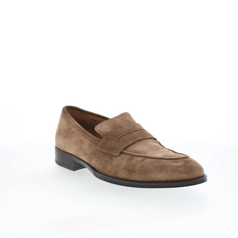 Pastori by Di Bianco Titus Mens Brown Suede Loafers & Slip Ons Penny Shoes