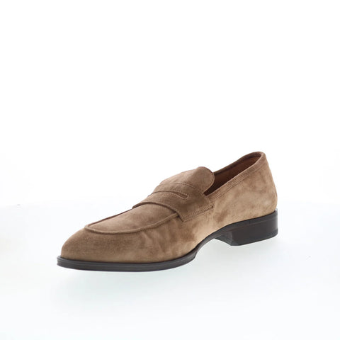 Pastori by Di Bianco Titus Mens Brown Suede Loafers & Slip Ons Penny Shoes