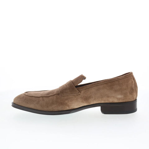 Pastori by Di Bianco Titus Mens Brown Suede Loafers & Slip Ons Penny Shoes
