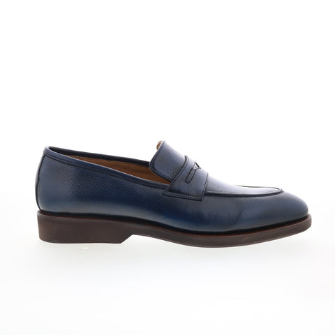 Pastori by Di Bianco Titus Mens Blue Leather Loafers & Slip Ons Penny Shoes