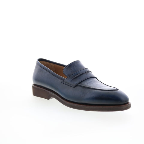 Pastori by Di Bianco Titus Mens Blue Leather Loafers & Slip Ons Penny Shoes