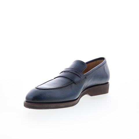 Pastori by Di Bianco Titus Mens Blue Leather Loafers & Slip Ons Penny Shoes