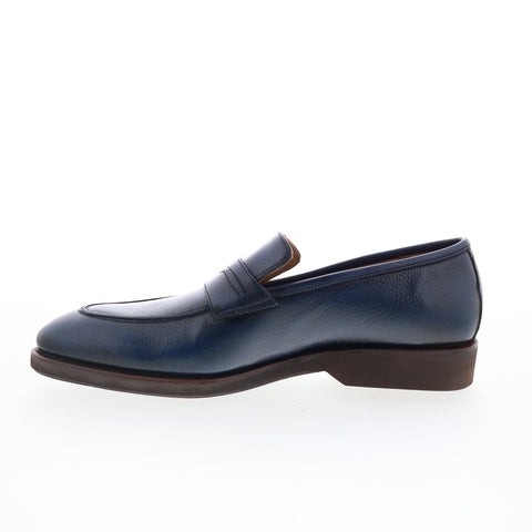 Pastori by Di Bianco Titus Mens Blue Leather Loafers & Slip Ons Penny Shoes