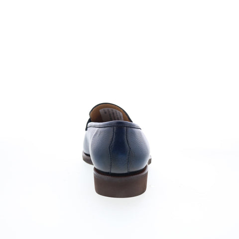 Pastori by Di Bianco Titus Mens Blue Leather Loafers & Slip Ons Penny Shoes