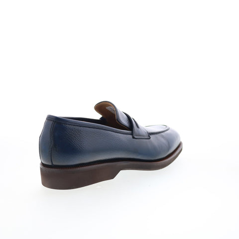 Pastori by Di Bianco Titus Mens Blue Leather Loafers & Slip Ons Penny Shoes