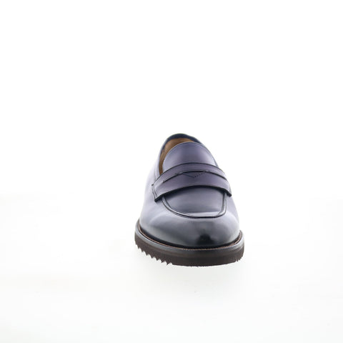 Pastori by Di Bianco Titus Mens Blue Leather Loafers & Slip Ons Casual Shoes