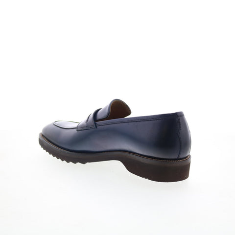 Pastori by Di Bianco Titus Mens Blue Leather Loafers & Slip Ons Casual Shoes