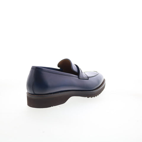 Pastori by Di Bianco Titus Mens Blue Leather Loafers & Slip Ons Casual Shoes