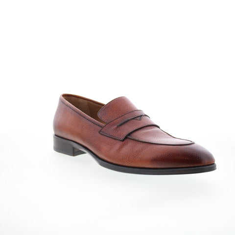 Pastori by Di Bianco Titus Mens Brown Leather Loafers & Slip Ons Penny Shoes
