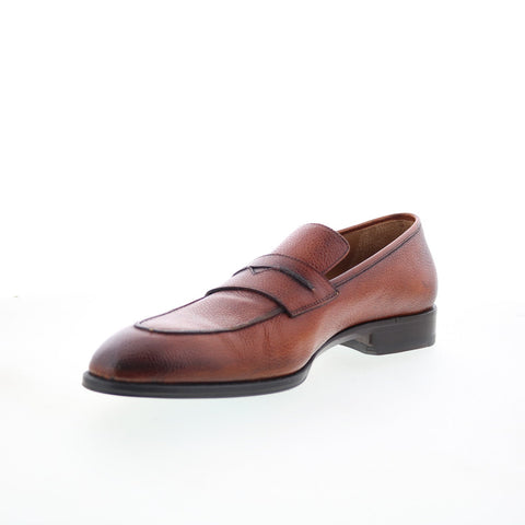 Pastori by Di Bianco Titus Mens Brown Leather Loafers & Slip Ons Penny Shoes