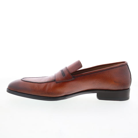 Pastori by Di Bianco Titus Mens Brown Leather Loafers & Slip Ons Penny Shoes