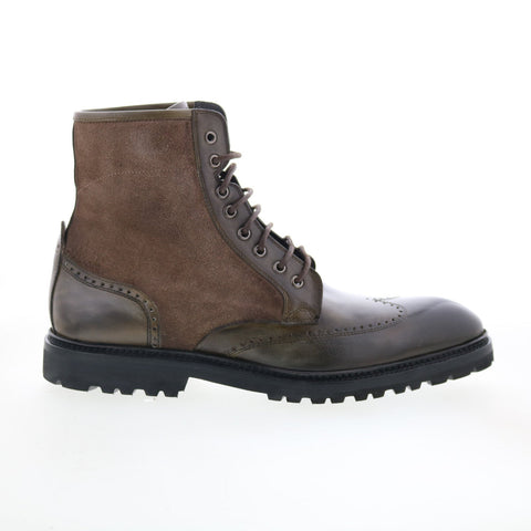 Di Bianco Torento Mens Brown Leather Lace Up Casual Dress Boots