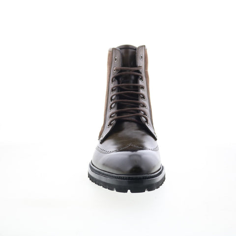 Di Bianco Torento Mens Brown Leather Lace Up Casual Dress Boots