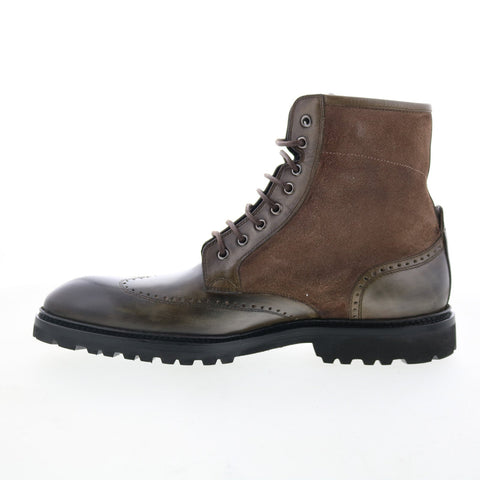 Di Bianco Torento Mens Brown Leather Lace Up Casual Dress Boots