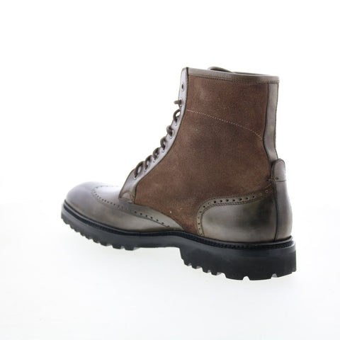 Di Bianco Torento Mens Brown Leather Lace Up Casual Dress Boots