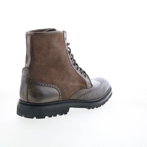 Di Bianco Torento Mens Brown Leather Lace Up Casual Dress Boots