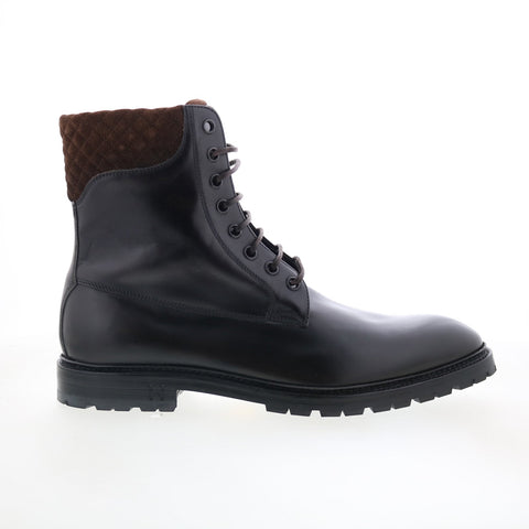 Di Bianco Torino Mens Black Leather Lace Up Casual Dress Boots