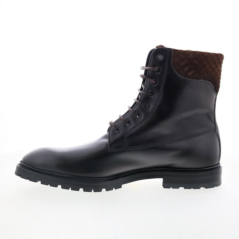 Di Bianco Torino Mens Black Leather Lace Up Casual Dress Boots