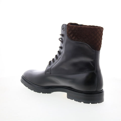Di Bianco Torino Mens Black Leather Lace Up Casual Dress Boots