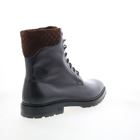 Di Bianco Torino Mens Black Leather Lace Up Casual Dress Boots