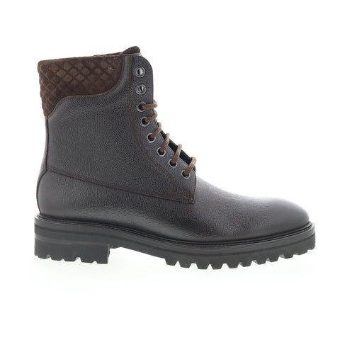 Di Bianco Torino Mens Black Leather Lace Up Casual Dress Boots