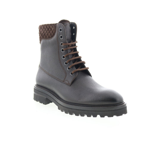 Di Bianco Torino Mens Black Leather Lace Up Casual Dress Boots