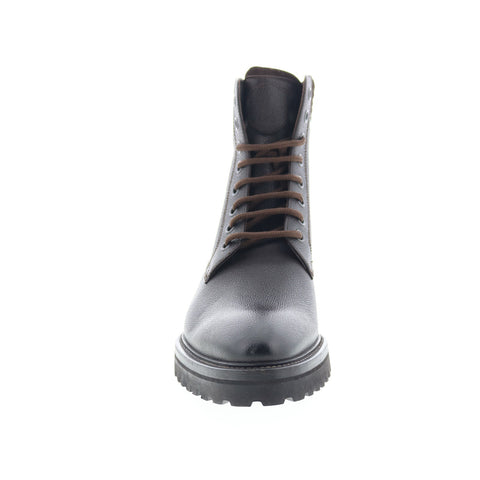 Di Bianco Torino Mens Black Leather Lace Up Casual Dress Boots