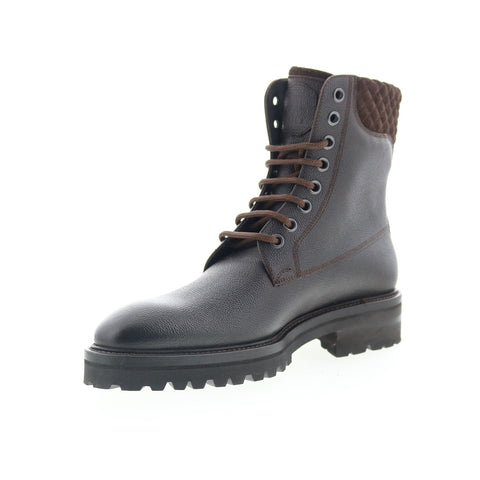 Di Bianco Torino Mens Black Leather Lace Up Casual Dress Boots