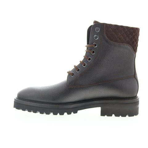 Di Bianco Torino Mens Black Leather Lace Up Casual Dress Boots