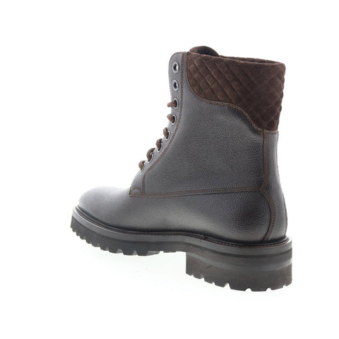 Di Bianco Torino Mens Black Leather Lace Up Casual Dress Boots