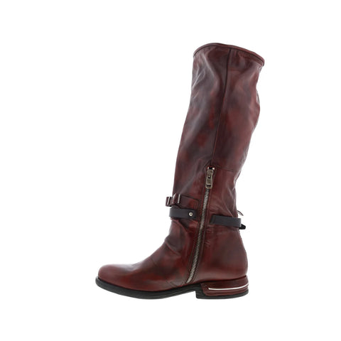 A.S. 98 Tosh Womens Red Leather Zipper Knee High Boots