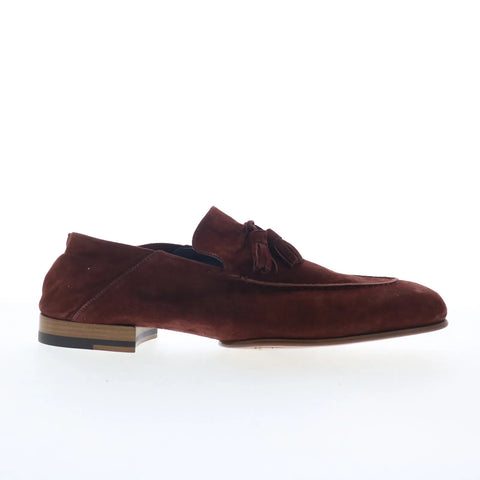 Di Bianco Trani Mens Burgundy Suede Loafers & Slip Ons Casual Shoes