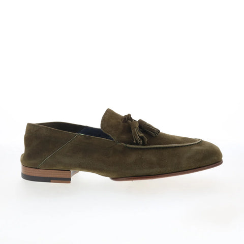Di Bianco Trani Mens Green Suede Slip On Loafers & Slip Ons Casual Shoes