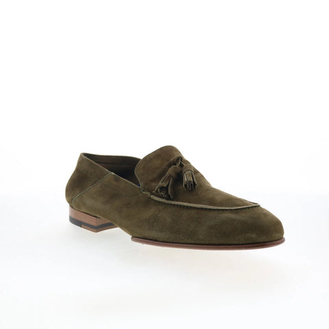 Di Bianco Trani Mens Green Suede Slip On Loafers & Slip Ons Casual Shoes