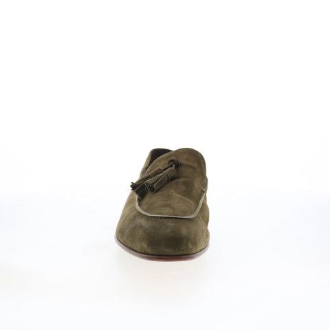 Di Bianco Trani Mens Green Suede Slip On Loafers & Slip Ons Casual Shoes