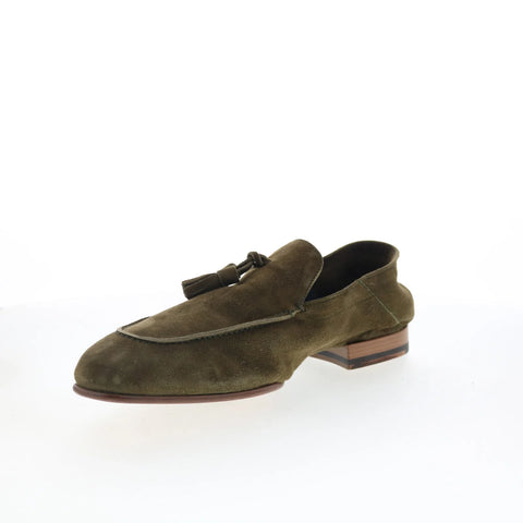 Di Bianco Trani Mens Green Suede Slip On Loafers & Slip Ons Casual Shoes
