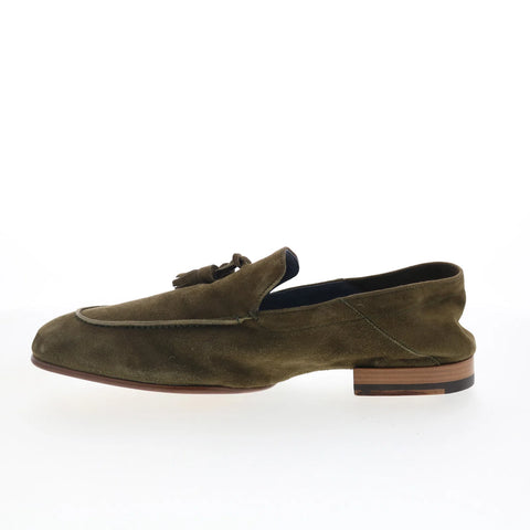 Di Bianco Trani Mens Green Suede Slip On Loafers & Slip Ons Casual Shoes
