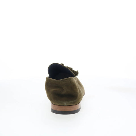 Di Bianco Trani Mens Green Suede Slip On Loafers & Slip Ons Casual Shoes