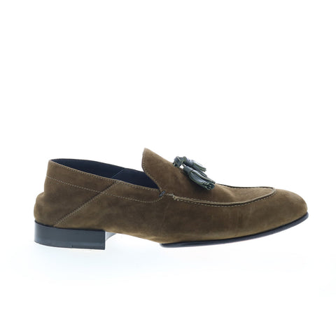Di Bianco Trani Mens Brown Suede Slip On Loafers & Slip Ons Tasseled Shoes